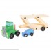 Hey!Play! 80-Z0017091302 Wooden Truck Toy- 2 Level Loader Transporter Semi with 4 Colorful Cars-Fun Classic Pretend Play Lift Trailer Set for Boys & Girls B07JDFPGJB